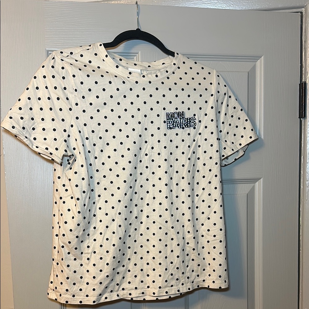 H&M Cream and Black Polka Dot Tee